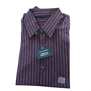 John Ashford Maroon with Light Blue Striped Button Down Shirt Size Large